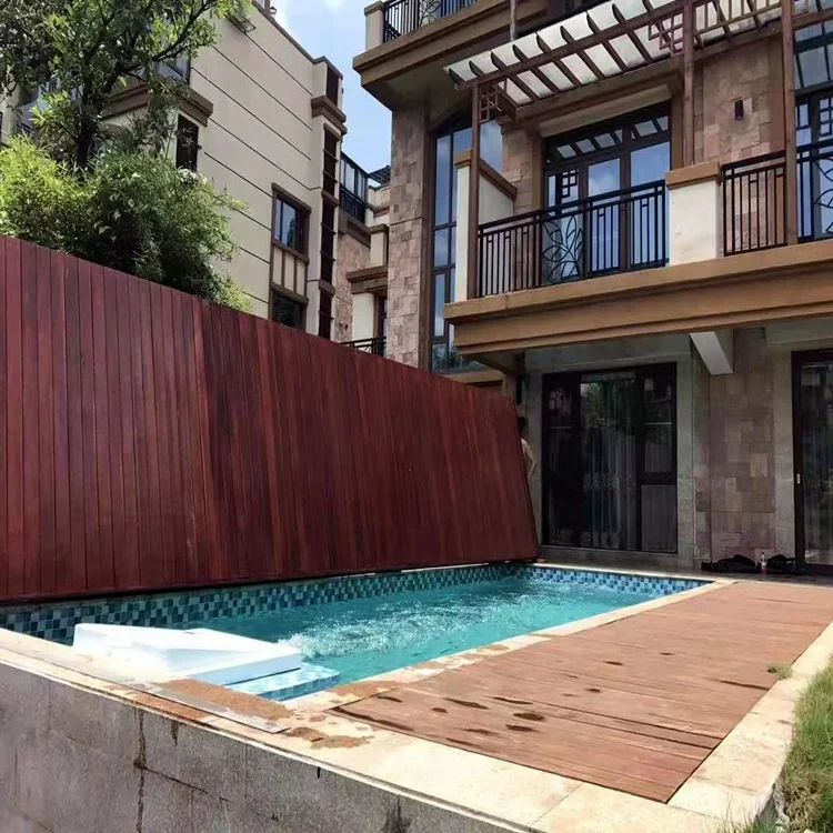 Suministro de fábrica, piscina rígida plegable, cubierta de piscina de plástico de madera, cubierta automática para piscina, ahorra espacio y duradero