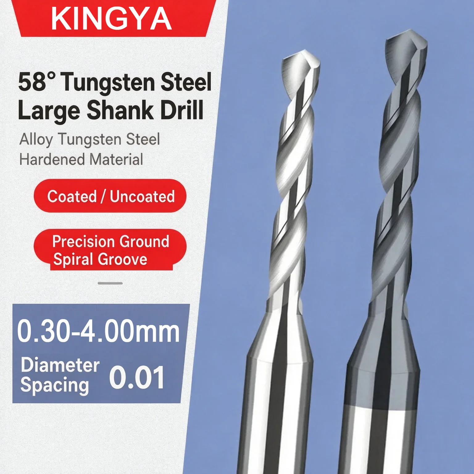 HRC58 Tungsteel Large Handle Drill Fixed Handle D4 Blade Diameter D0.30-D4.00 for Enhanced Drilling Performance
