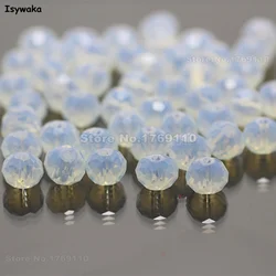 Isywaka Milky white Color 4*6mm 50pcs Rondelle  Austria faceted Crystal Glass Beads Loose Spacer Round Beads for Jewelry Making