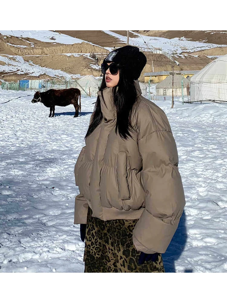 

Женская утепленная хлопковая куртка больших размеров с воротником-стойкой, однотонная, модная зимняя верхняя одежда