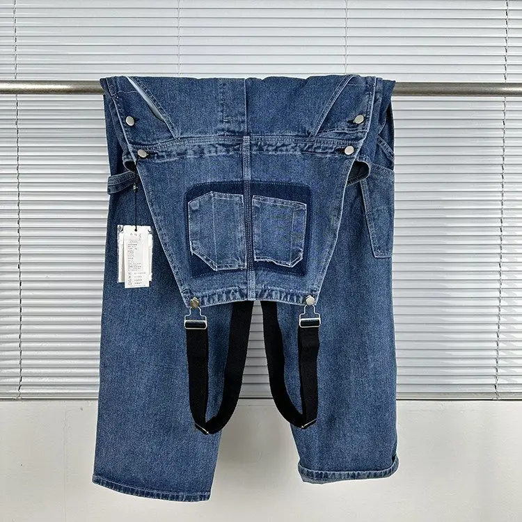 

2026 Spring and Autumn New Women's Cowboy Strap Pants Loose Straight Tube Work Clothes Jumpsuit