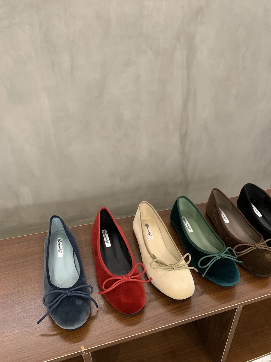 2024 Red New Women Flat Shoes Fashion Shallow Slip On Ladies Elegant Ballerinas Shoes Soft Flat Heel Outdoor Casual Mary Jane