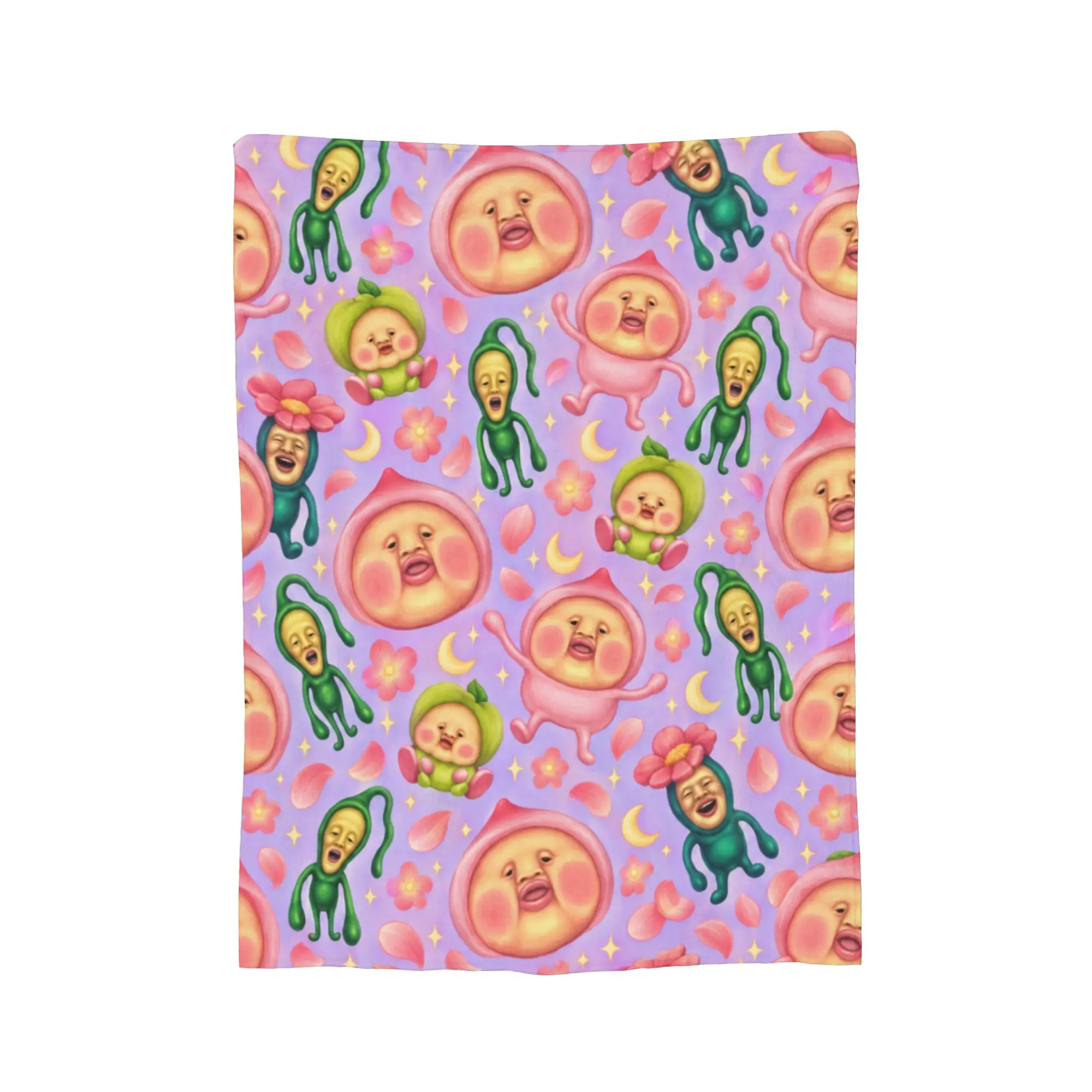 Kobito Zukan Peach Flannel Blanket Winter  Super Warm Throw Blanket for Girls Boys Couch Bed Print Bedspread Sofa Bed Cover