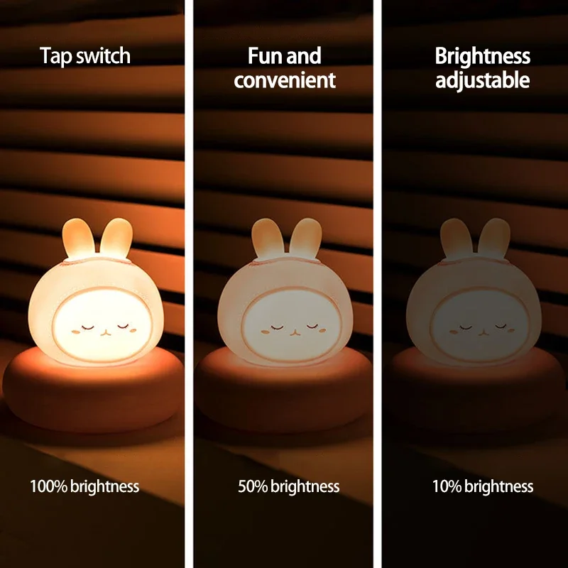 Veilleuse USB mignonne pour enfants, lampe à LED de dessin animé, ours, lapin, bébé, maison, chambre d'enfant, cadeau de Noël