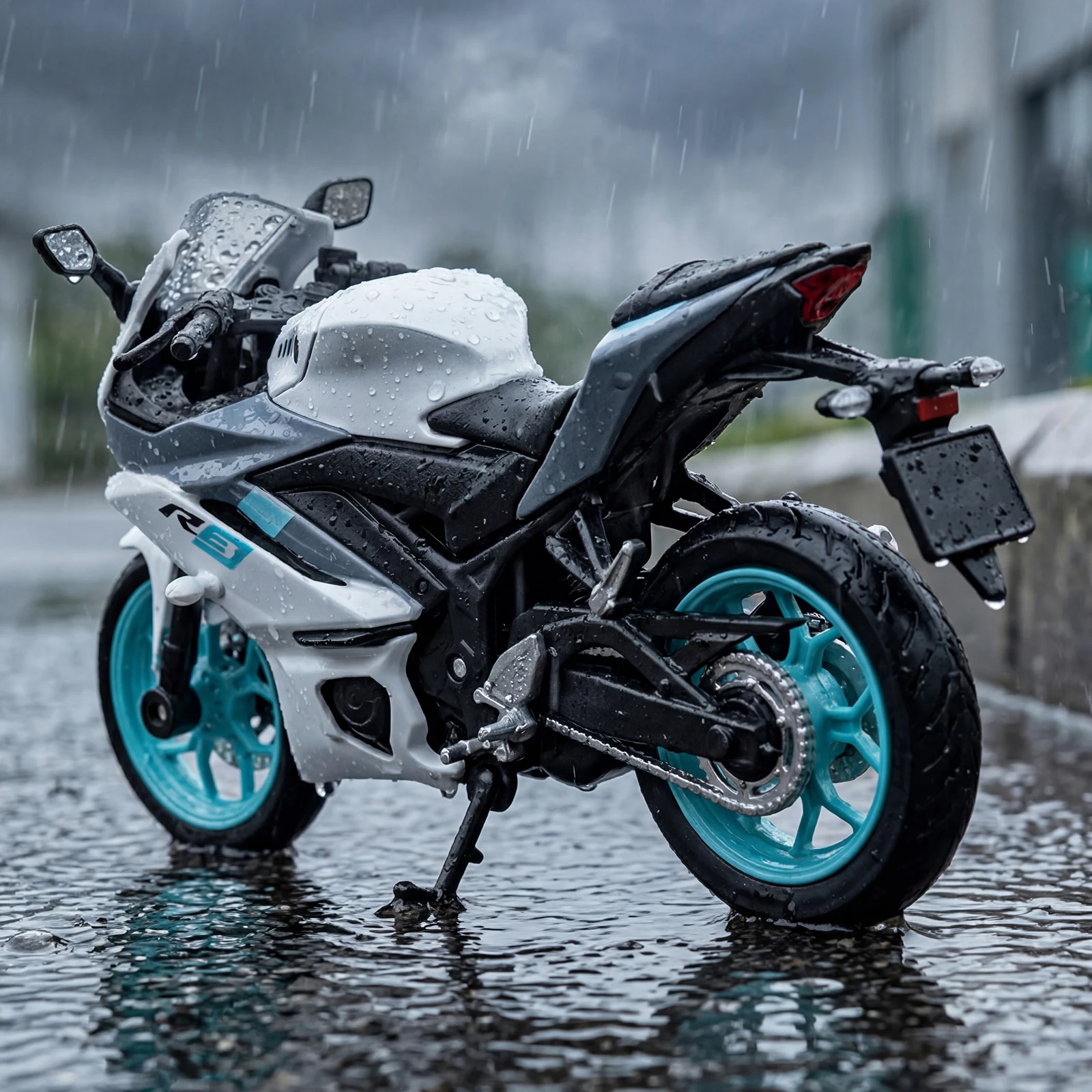 1:18 Yamaha R3, liga esportiva, metal, diecast, modelo de motocicleta ...