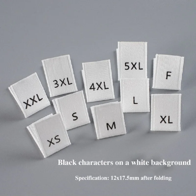 

The size labels of the clothes, customizable accessory labels for the size of children's clothing and the model of adult clothes