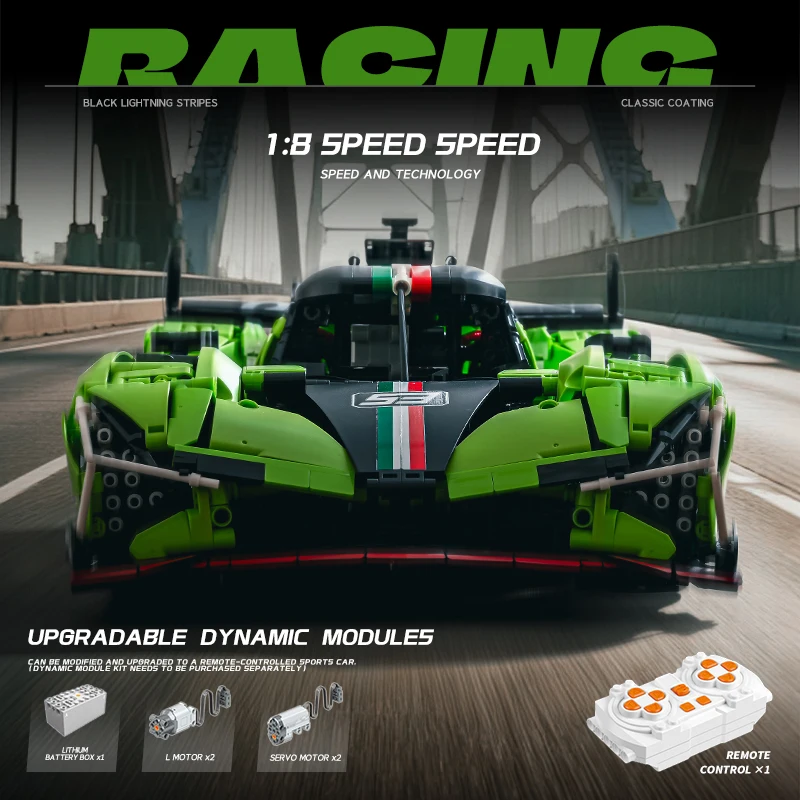 MOC Lamborghini SC63 WEC & IMSA Championship Race Car Building Assemble Blocks