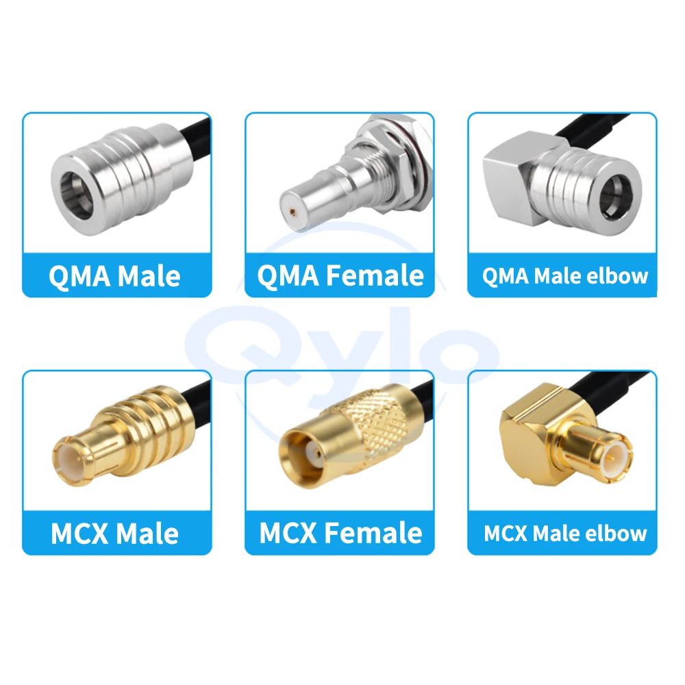 (1 pcs) QMA to MCX RF Adapter Cable Male / Female Connectors RG316D Brown Double-Shielded Cable 0-6 GHz