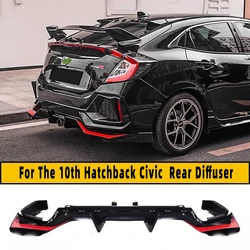 For 21 Honda Hatchback Civic Rear Diffuser Spoiler Suitable Bumper Lip Rear Part Body Kit Bright Black Car Retrofit Accessories