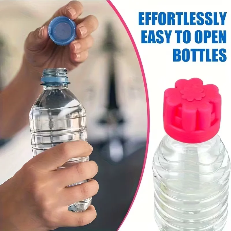 فتاحة زجاجات من السيليكون على شكل زهرة - مساعدة سهلة الإمساك لكبار السن والتهاب المفاصل والأيدي الضعيفة. محمول للمنزل والسفر.