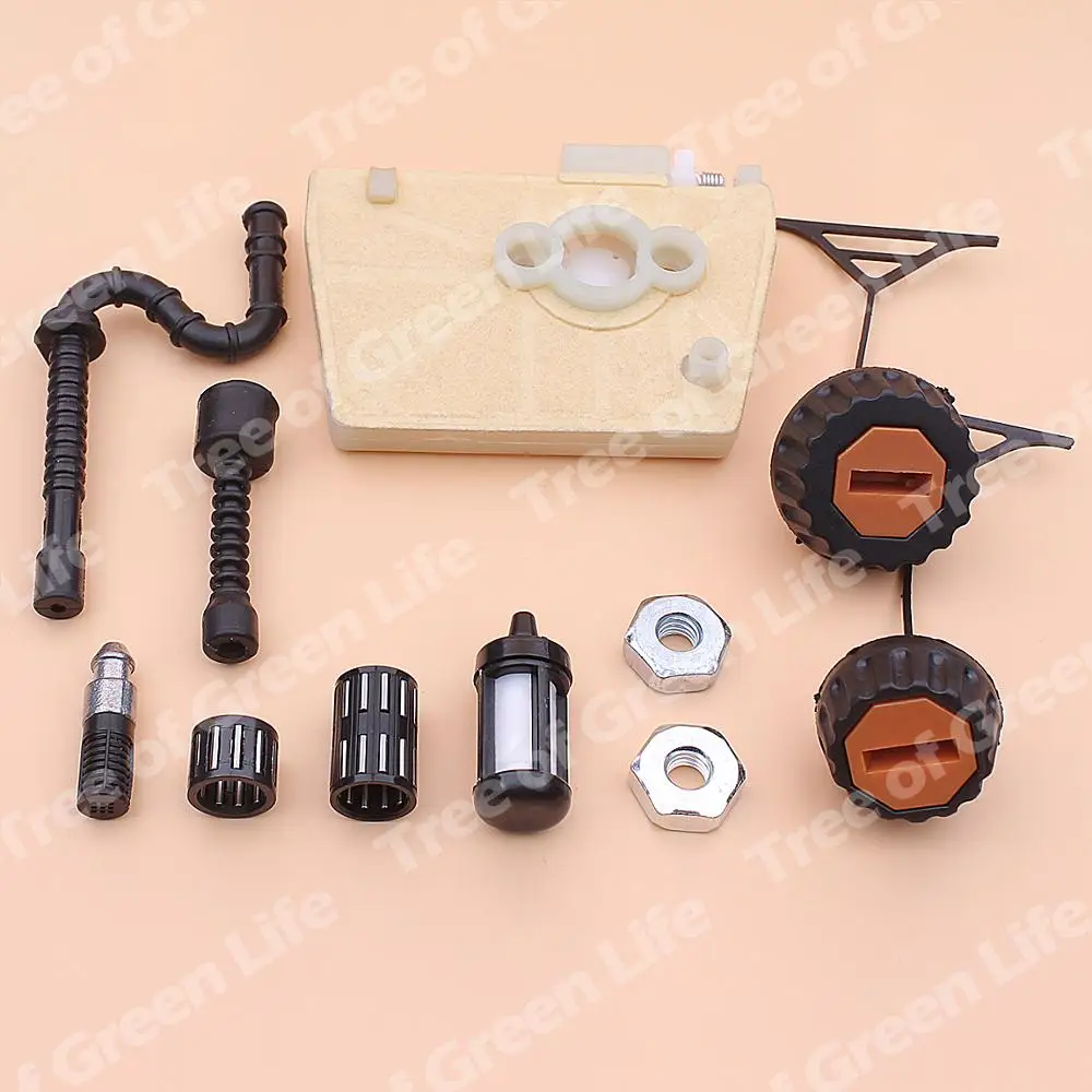 Tapa de tanque de línea de filtro de aceite y combustible de aire para Stihl 038 MS380 MS 380, barra de motosierra, Perno de embrague, pistón, rodamiento de agujas, 1119, 120