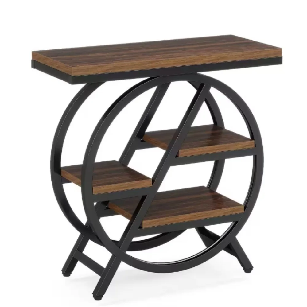 طاولة نهاية مستطيلة من MDF مع مساحة تخزين، طاولة جانبية ضيقة من 3 طبقات لغرفة المعيشة، غرفة نوم منضدة #6