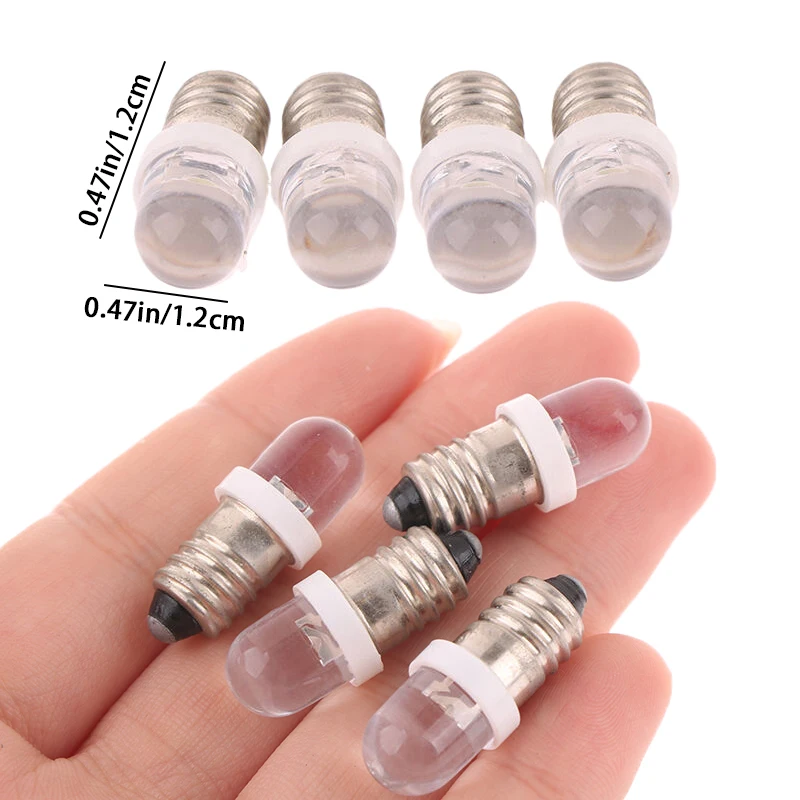 5Pcs E10 Led Bulb E10 DC 3V 6V 12V 24V Instrument Bulb E10 Indicator Bulb Old Fashioned Flashlight Torch DIY Work Mini Light