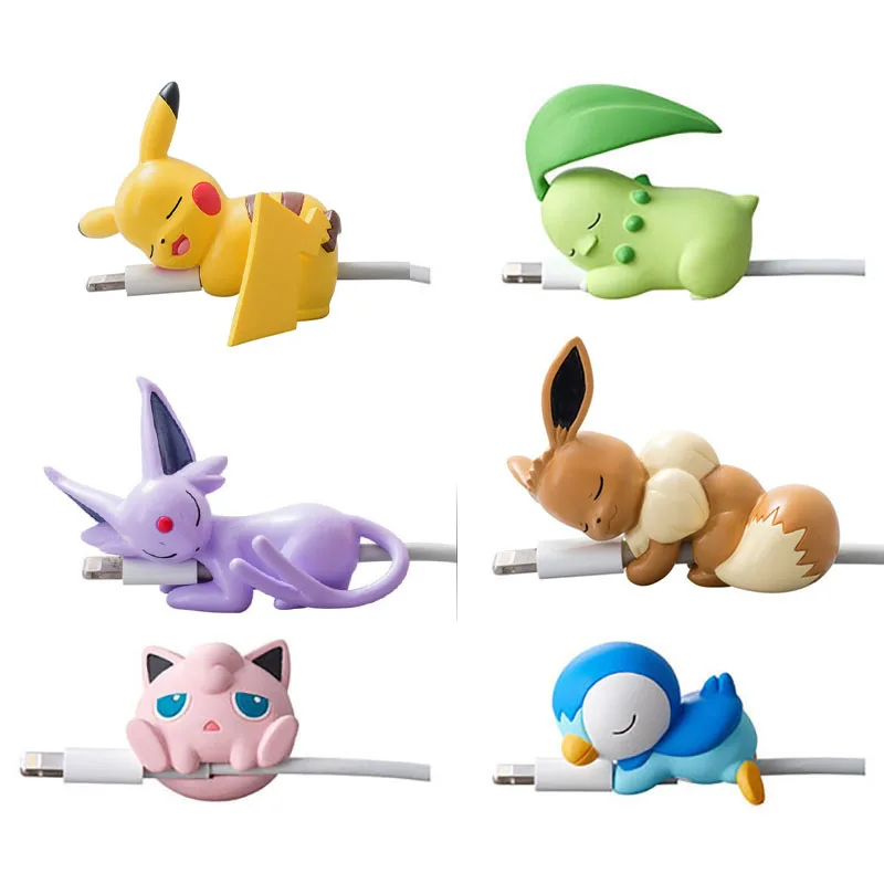 Hot Anime Kawaii Pokemon Figure Usb Protective Case Cable Bite Pikachu Cup Pet Eevee Dolls Cosplay Prop Accessories Toy Gift