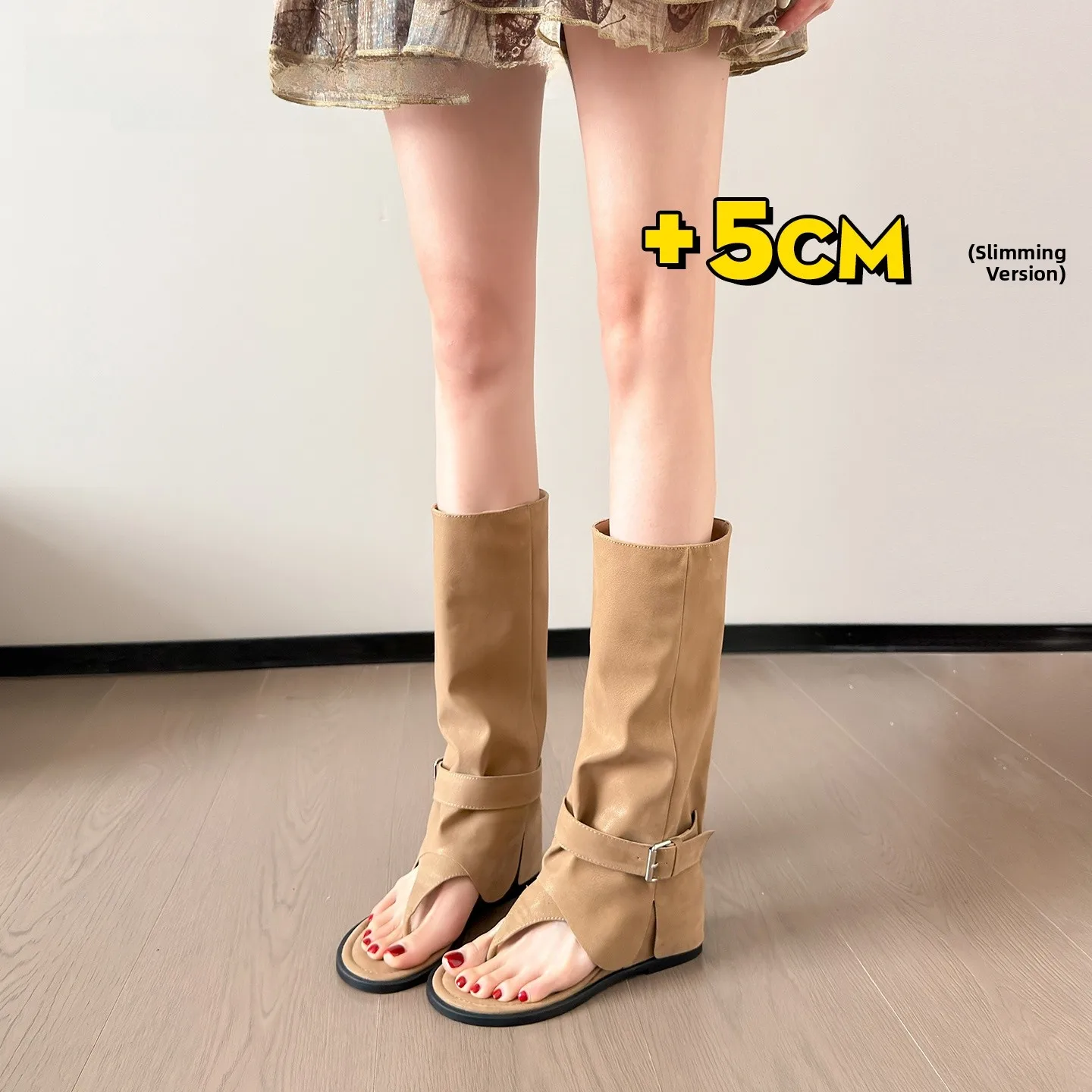 Roman Style Women's Sandals Western Cowboy Booties High Tubular Thickened Summer Long Tube Boots Increased Height Inner