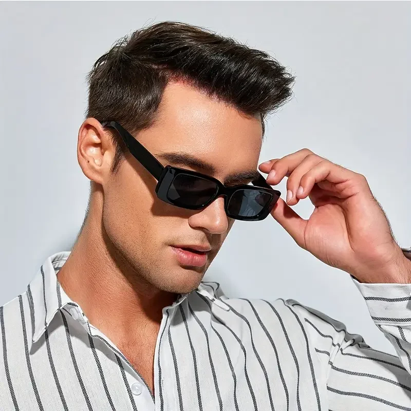 Cool Square Frame SunGlasses, Simple Black Fashion Glasses For Men Women Daily Outdoor Party Decors, Ideal choice for Gifts