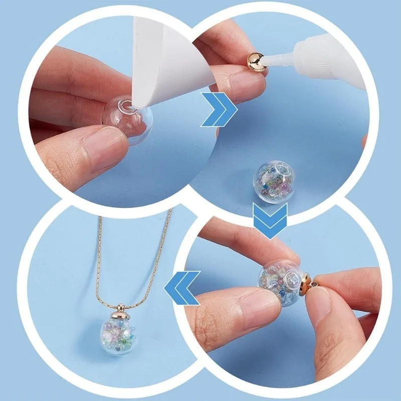 30pcs 16mm Mini Clear Glass Globe Bottle Mini Clear Ornaments Wish Glass Ball Bottles Hanging Fillable Ball Vial Charm