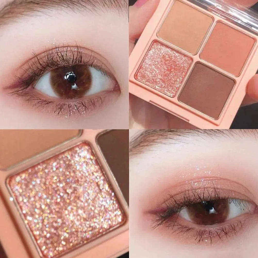 Bandeja de sombra de ojos de 4 colores, maquillaje diario, brillo mate, duradero, Color perla, sombra de ojos, maquillaje de tierra, club nocturno fino O5A6