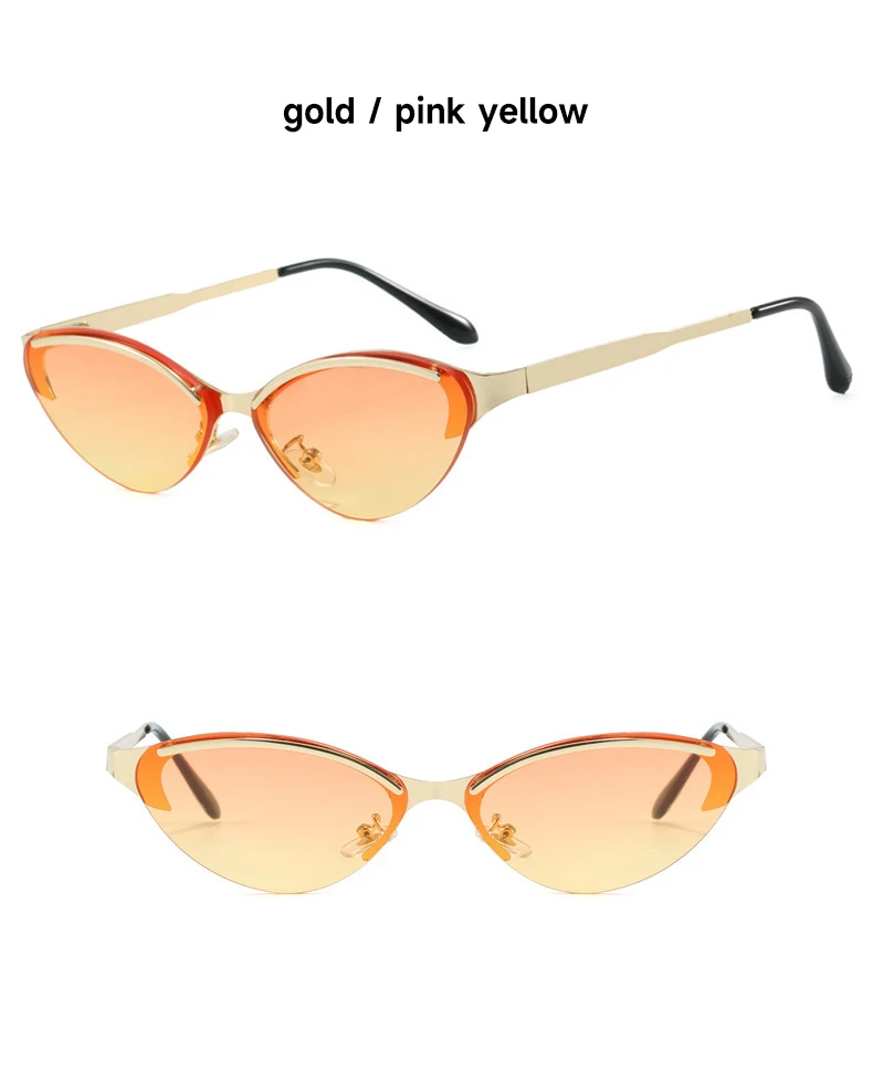 Neue Mode Cat Eye Sonnenbrille Frauen UV400 Randlose Shades Marke Designer Sonnenbrille Augenbrauen Elegante Outdoor Brillen – Detail 13