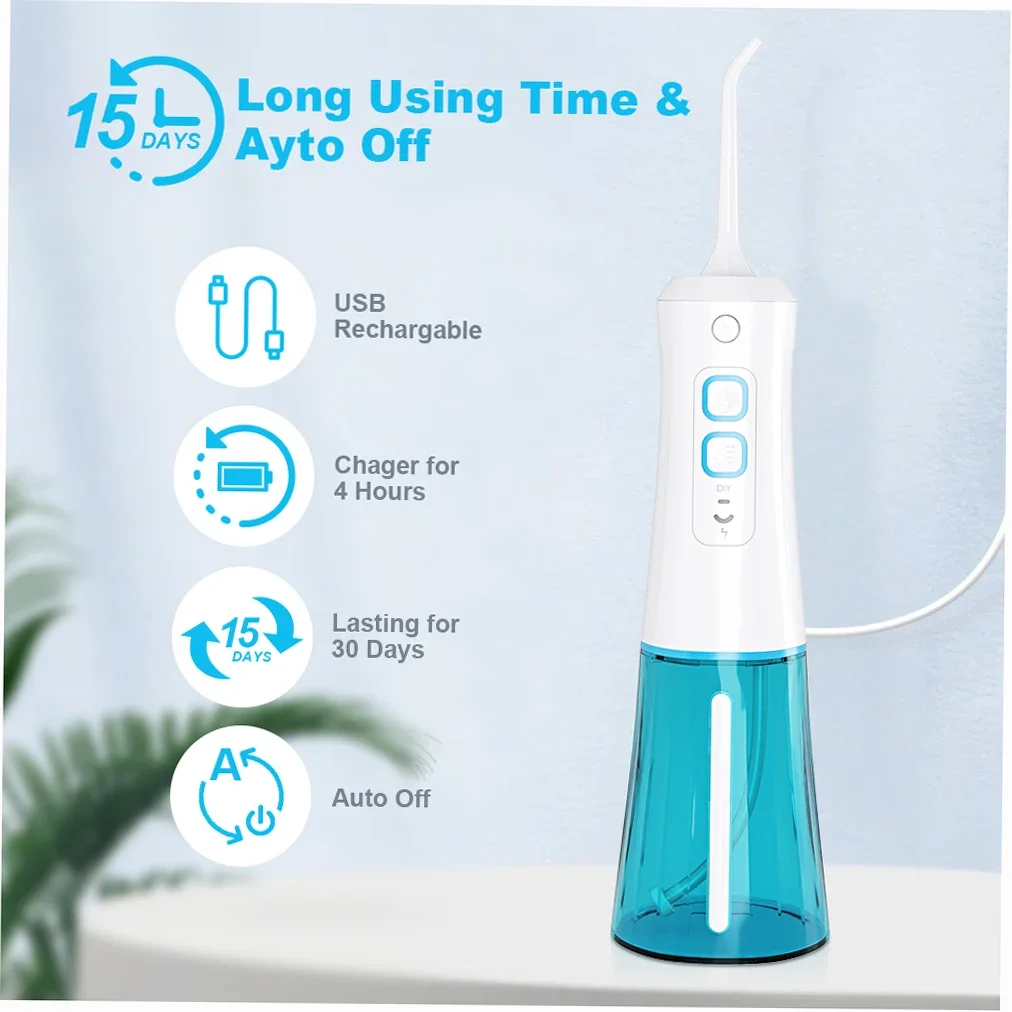 

Cordless Water Flosser 250ML 1400-1800rpm 1500mAh Batterys Operated for Travel Home Oral Irrigator Portable Dental Water Flosser