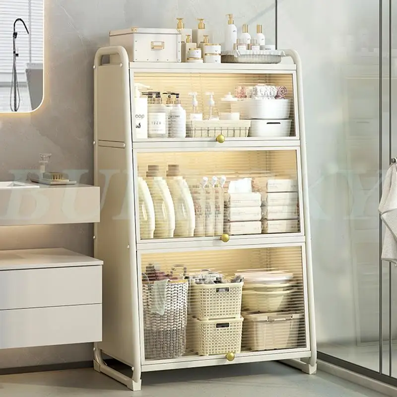 Bathroom Storage Floor to Floor, Waterproof Cabinet, Multi-Layer Storage Rack with Door