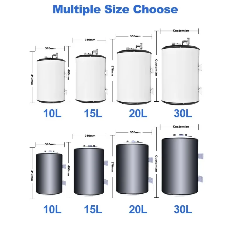 12V  200W Electric Water Heater Tank 10L Stainless Steel Housing Battery-Powered for Cars RV Outdoor Household Hotel Use view 2