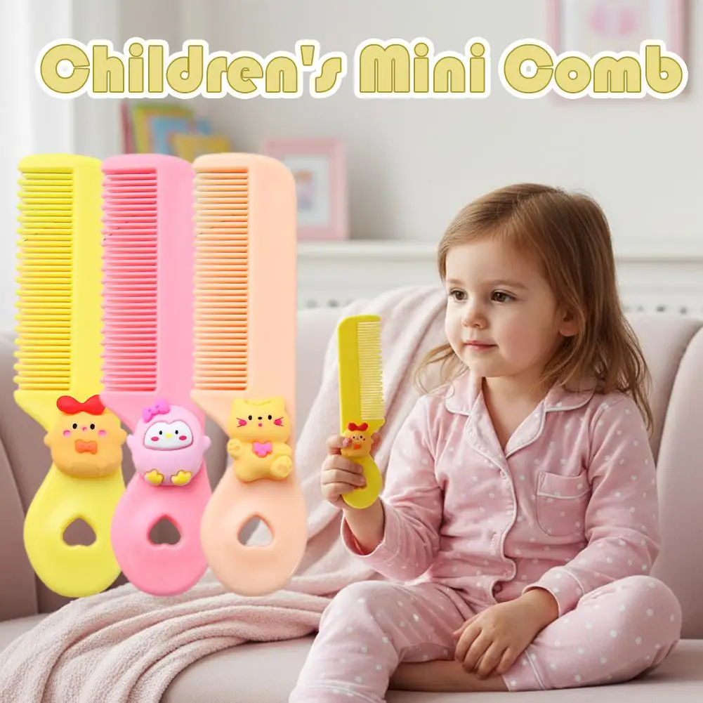 Cute Cartoon Animal Children Hair Comb Round Teeth Hair Brush Baby Girls Traveling Accessories Outside Portable Mini Pocket Comb