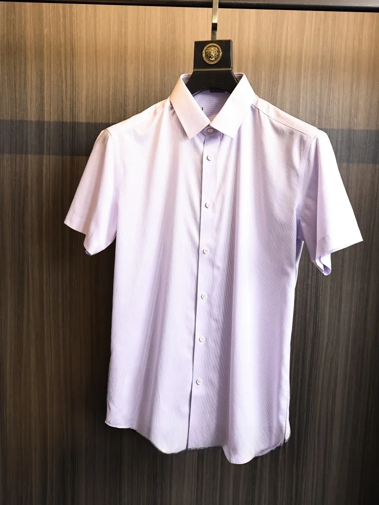 Wrinkle-Free Moisture-Wicking Quick-Dry Men's Summer Business Casual Pink Shirt Comfortable Fit Standard Cotton Modern Style