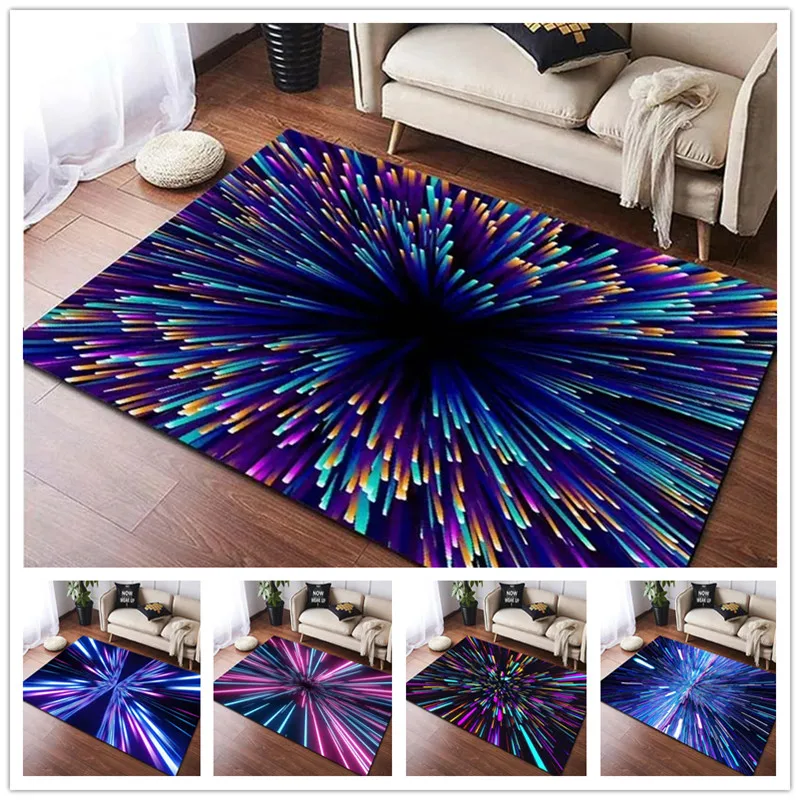

3D Time Illusion Pattern Living Room Carpet Non Slip Floor Mat Home Kitchen Bathroom Bedroom Doormats Washable Sofa Area Rugs