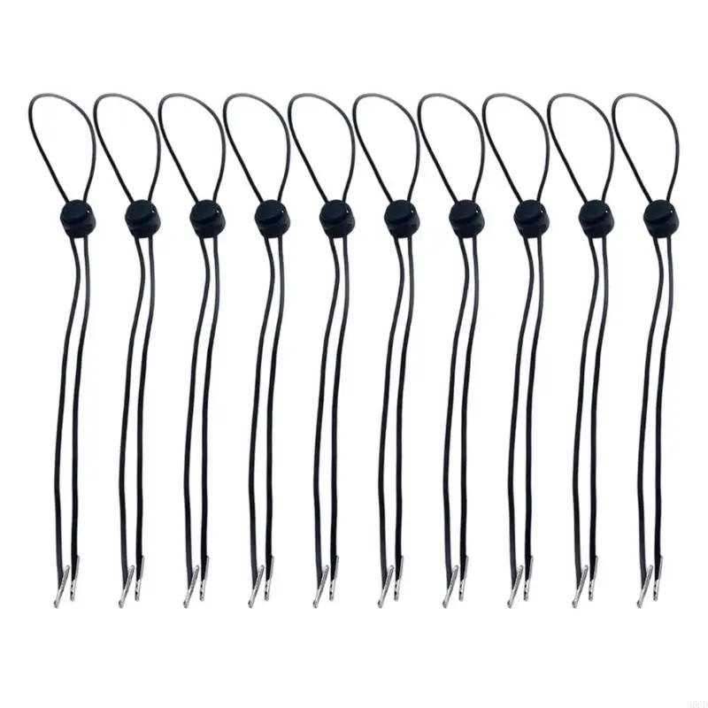 

M6CD 10 Pieces Elastic Hat Security Cord Adjustable Length Windproof Outdoor Use