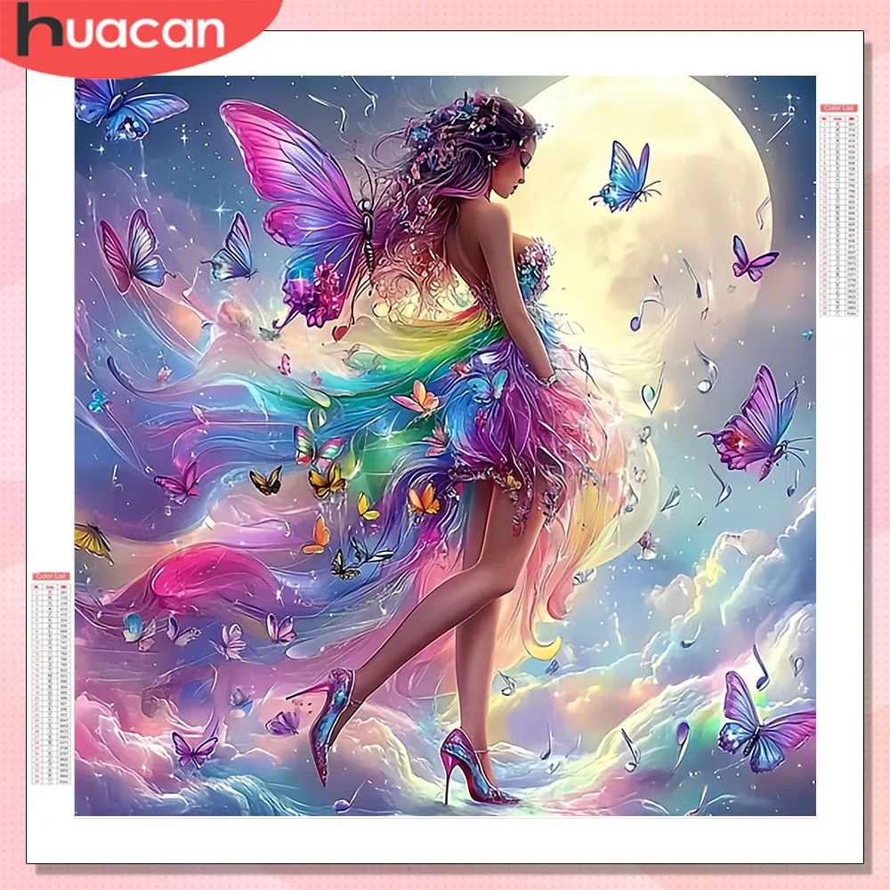 HUACAN Diamant Malerei Kits Kunst Frau Porträt Wohnzimmer Dekoration Handgemachte Mosaik Schmetterling Harz Quadrat Bohrer Diy Geschenk