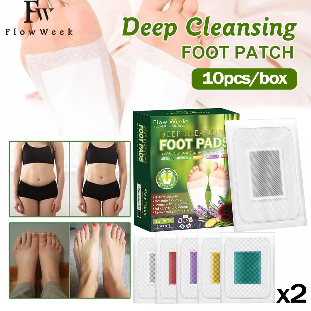 

Flow Week Detox Foot Stickers for Stress Relief Deep Sleep Clean Feet Herbal Foot Patches Foot Pads for Better Sleep & Foot Care