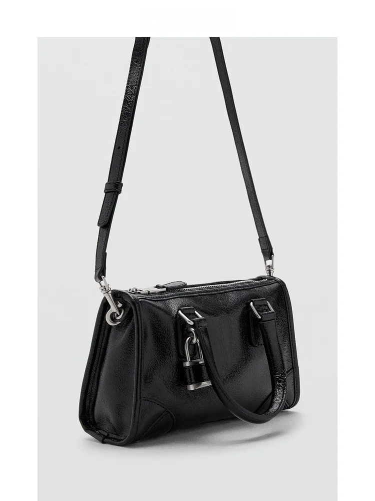 

Mango Women's Crossbody Bag Shiny Glossy Surface Handbag Commuting Elegant Small Size Fashionable Handheld Shoulder Bag