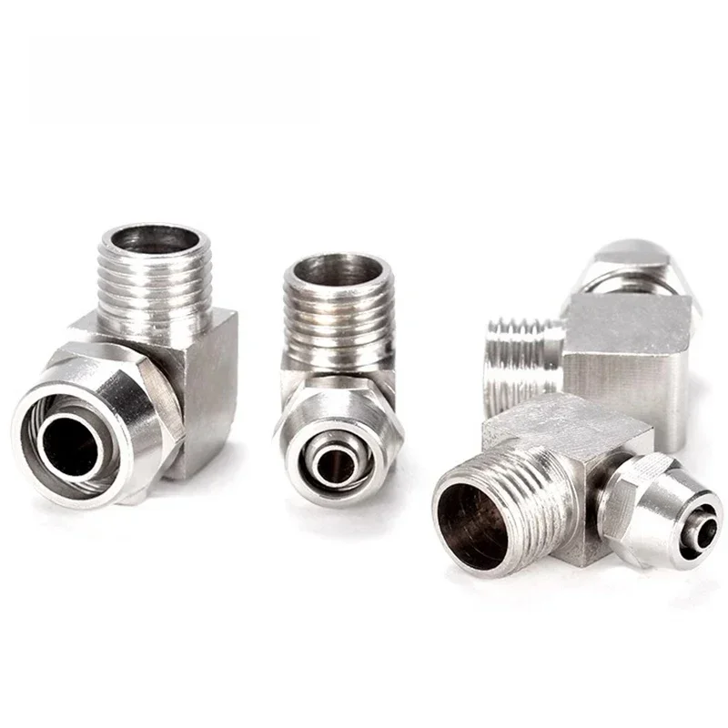 10 PCS PL Quick Fastening Brass Nickel Plated Elbow Connector for Pneumatic 1/8\