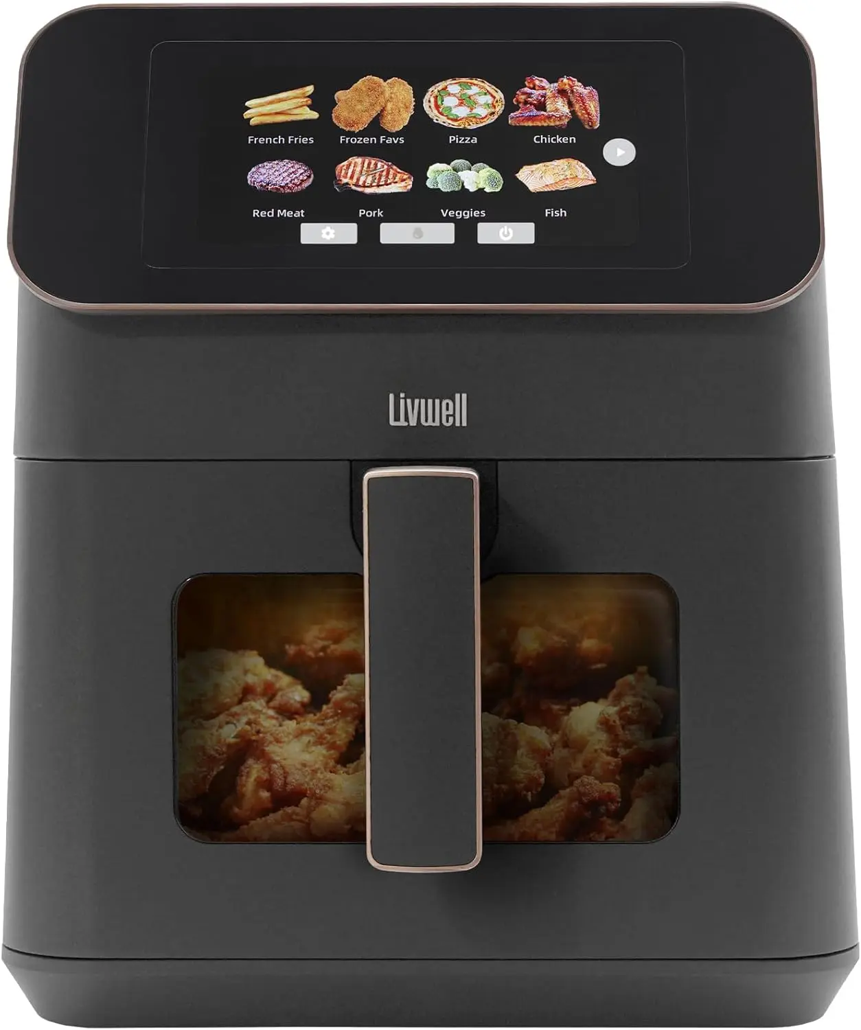 High-Resolution TFT Touch Screen 7-Quart Air Fryer with Glass Window Basket, 200+ Preset Programs, PFOA & PFAS-Free, Matte Grey