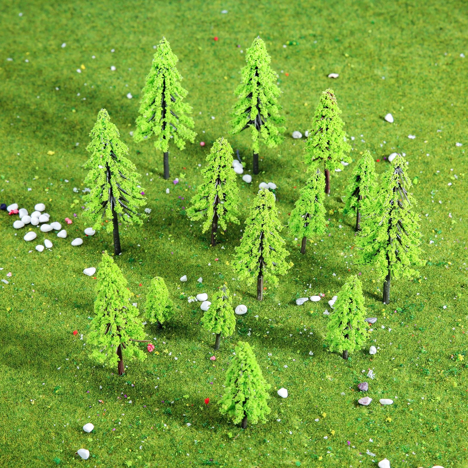 20 pçs plástico em miniatura jardim de fadas árvore planta ornamento em miniatura casa de bonecas vasos musgo bonsai micro paisagem diy decoração do jardim