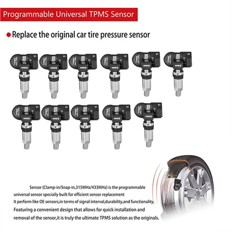 

Premium 11Pcs TPMS Tire Pressure Sensor For Autel Tool TS408 TS508 ITS600 315MHZ & 433Mhz 2 In 1 Programmable MX Sensor Monitor