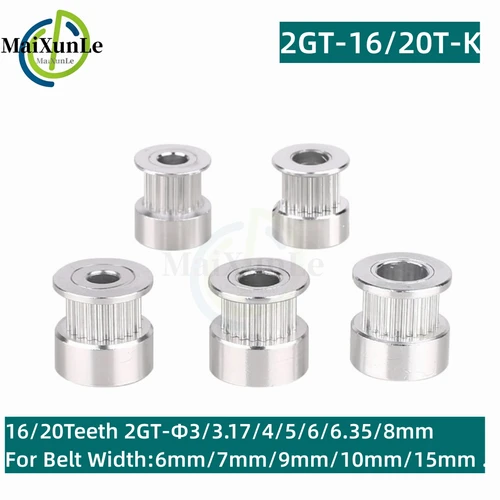 Piezas de impresora 3D polea de distribución Gt2 2GT 16/20 diámetro del diente 3/3,17/4/5/6/6,35/8MM correa ancha 6/7/9/10/15MM