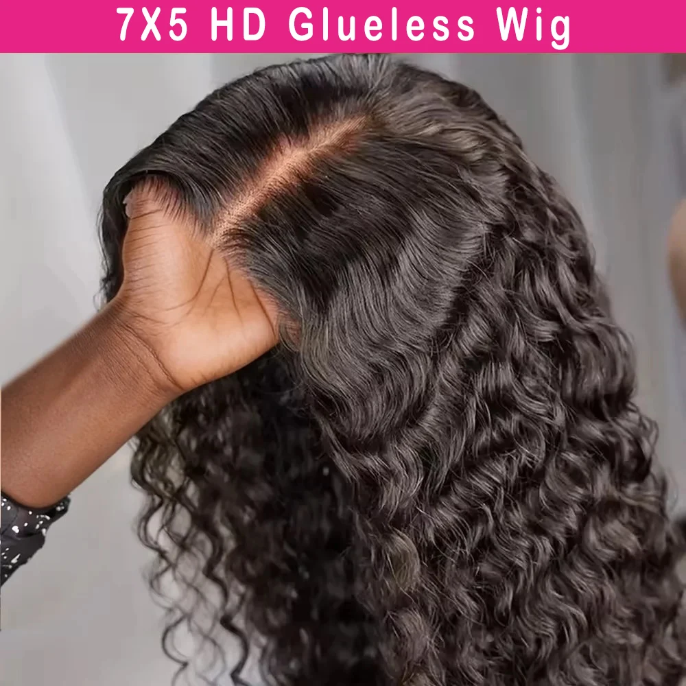 

7x5 Wear Go Бесклеевой парик 30 36 дюймов Глубокая волна Фронтальный парик 13x4 13x6 HD Вьющиеся парики из натуральных волос на кружеве Бразильский плотность 300%