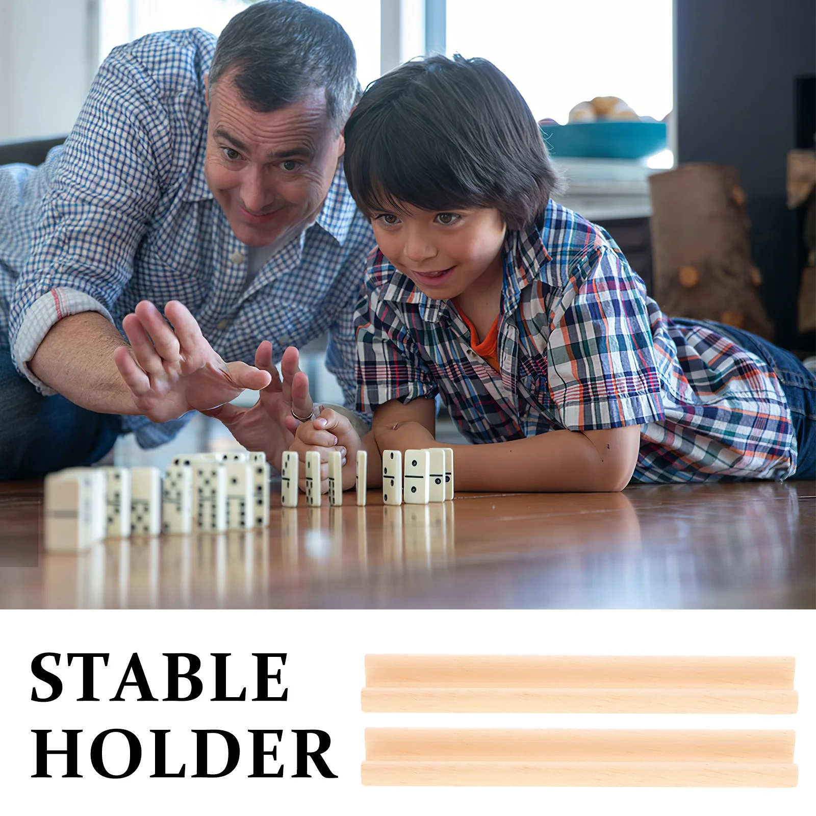 4 Pcs Letter Ornaments Diy Wooden Ornaments Domino Holder Gaming Cards Stand Wooden Display Base Building Blocks