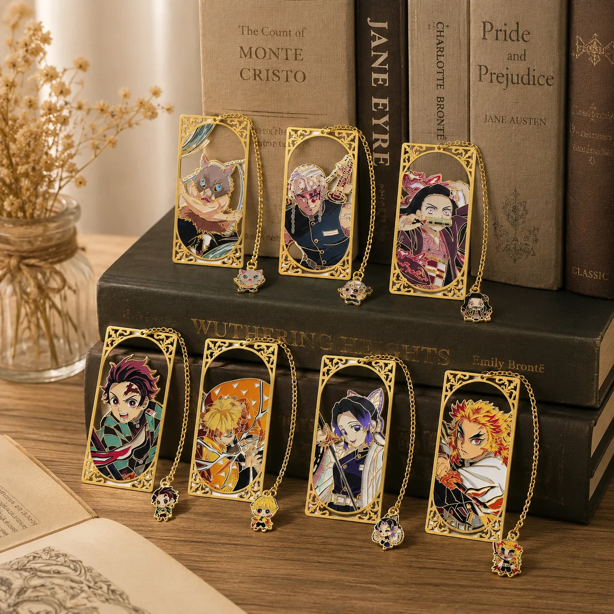 Demon Kamado Team Metal Bookmark - Featuring Character Tags and Pagination Marks, the Best Choice for Anime Fans and Book Lovers