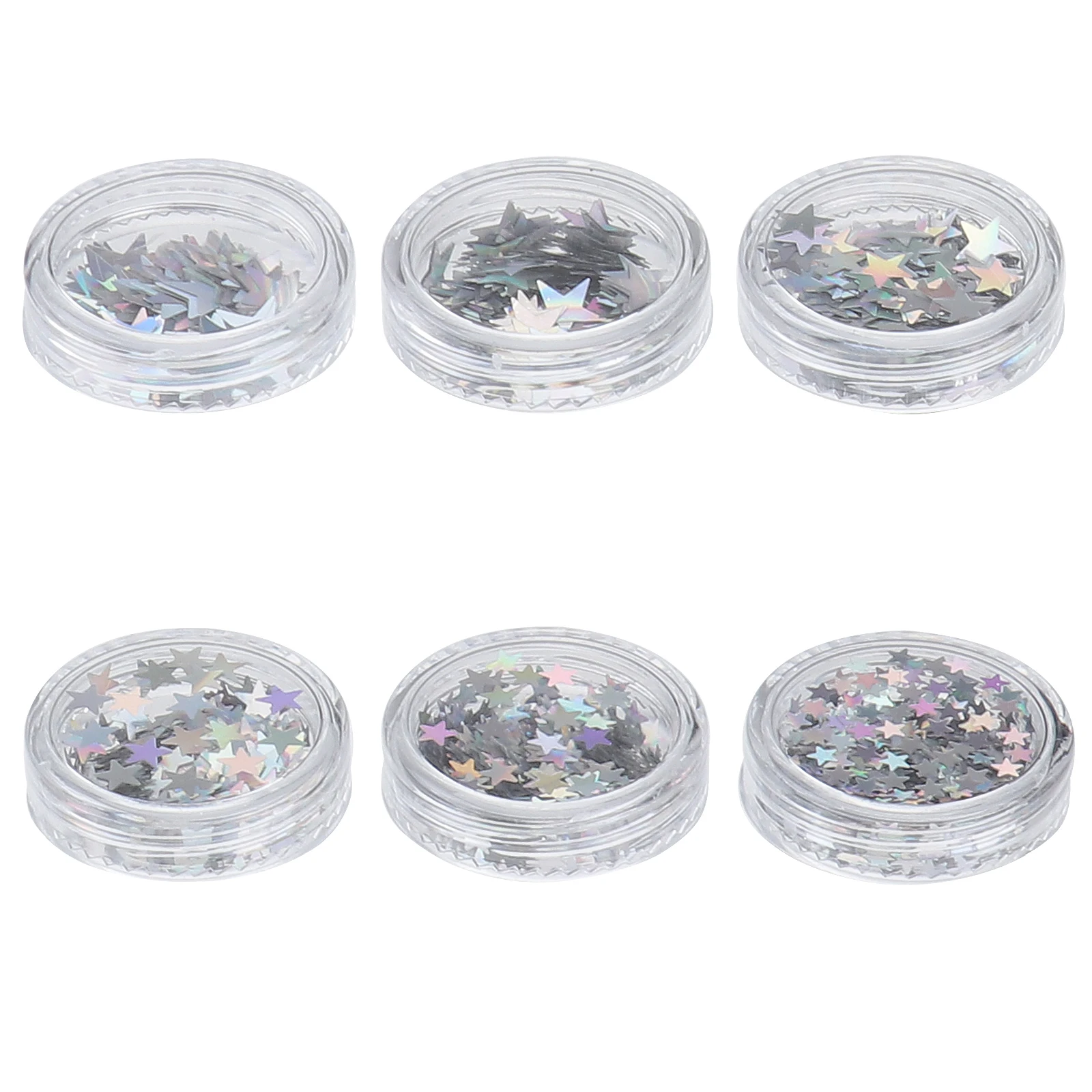 

6 Boxes Silver Five-pointed Star Sequins Lightweight Durable Shining Pieces Manicure Nail Decorations Colorful for Home