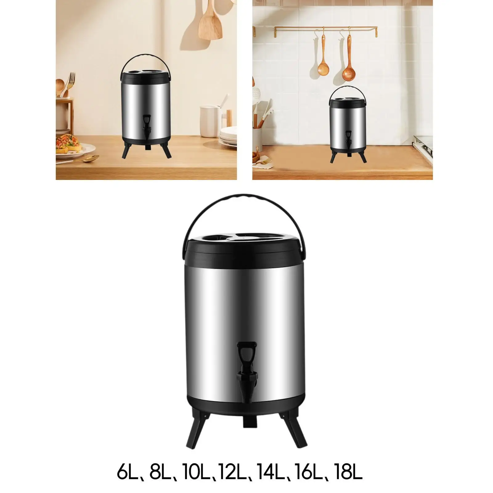 

Изолированная бочка из нержавеющей стали, диспенсер для напитков с двойными стенками, изолированный диспенсер для чая для горячей воды, вечерние сок, молоко, кофе