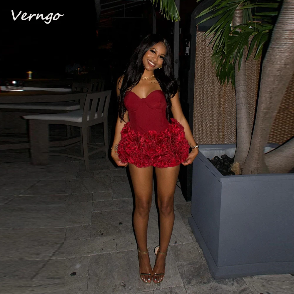 

Verngo Short Birthday Evening Dress for Black Girl Sweetheart Sleeveless Satin Prom Gown for Special Club Party Gown Customized