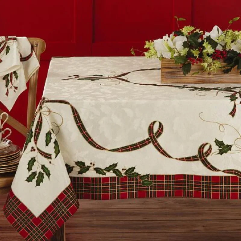 XS Christmas Tablecloth Art Pastoral Style Restaurant Party Wedding Gift Waterproof Rectangular Tablecloth