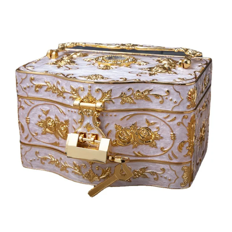 

Metal creative European wedding engagement jewelry box large capacity storage box high sense