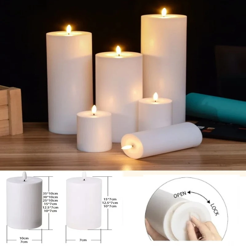 35-10cm Outdoor-Säulenkerze & Fernbedienbare IP44 Atmosphärenlampe für Hochzeiten und Partys, Flammenlose Warmweiße LED-Nachtlampe – Detail 2