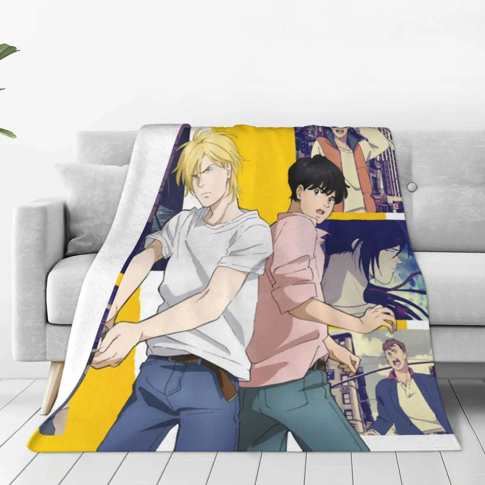 Banana Fish Official Poster Cover Design Blanket Soft Warm Travel Portable Blanket Banana Fish Ash Lynx Yellow Black Manga