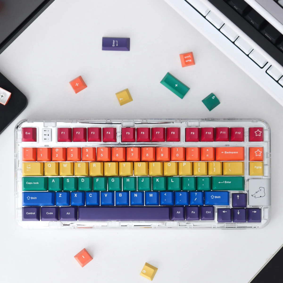 

GMK Pride Colorful Keycap Cherry Profile DYE SUB Mechanical Keyboard Keycaps For 7U Space Bar ISO Enter Key 61/64/68/87/104