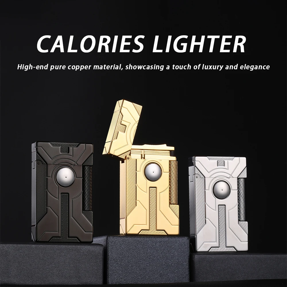 Pure Copper Iron Man Mecha Lighter 1 Pc All Metal Creative Silver Gold Design with High-End Gift Box for Collectors And Gifting